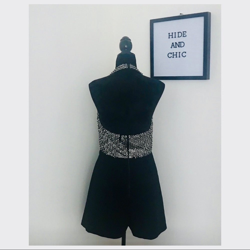 ALICE + OLIVIA HALTER NECK SEQUIN ROMPER - Picture 7 of 8
